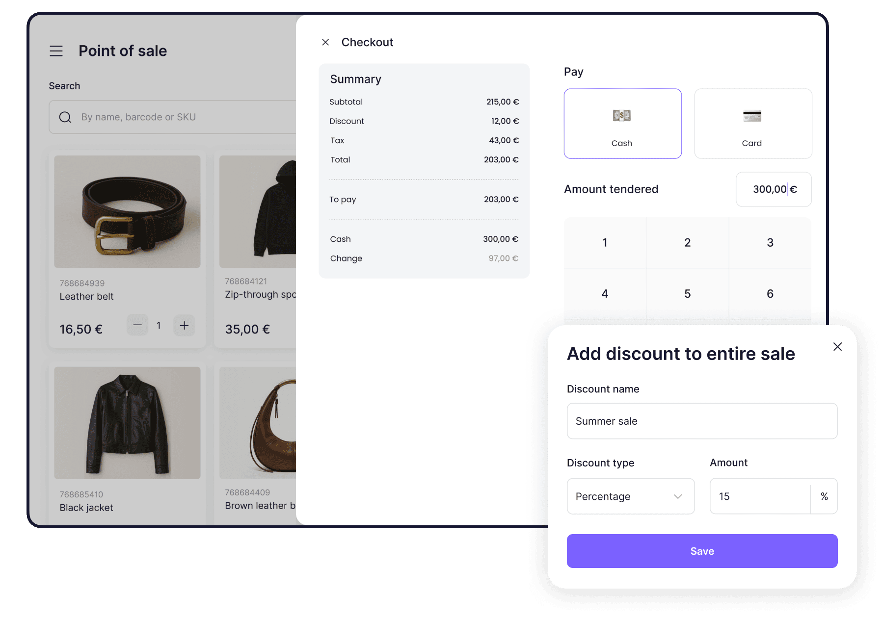 Flexible checkout for fast service in retail